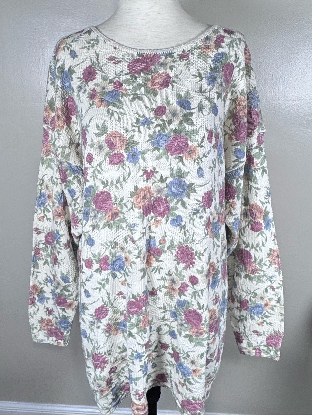 Stefano Pastel Retro Country Cottage Flowers GrandmaCore Pullover Sweater Sz L